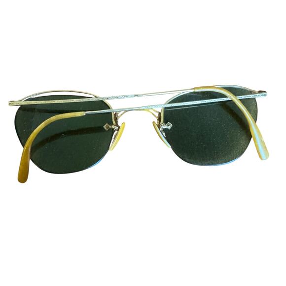 Vintage AO Numont Semi Rimless Green Lens Sunglasses 12KGF Unisex main image 6